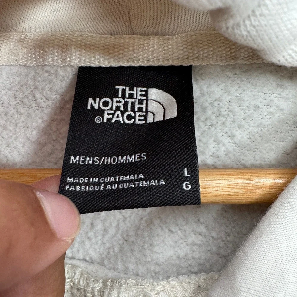 The North Face Mens Large Off White Long Sleeve Box Logo Hoodie Fleece Outdoor